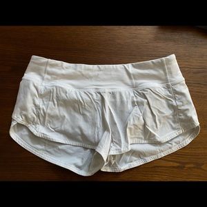 White Lululemon Speed Up Shorts 2.5”
